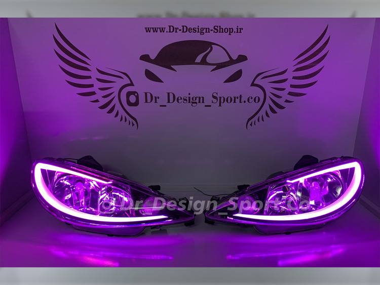 چراغ جلو اسپرت 206 طرح ویلد صورتی
