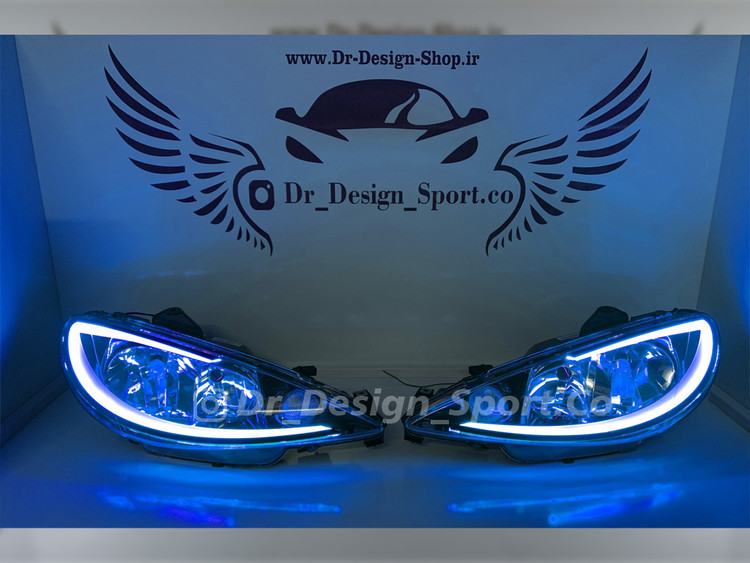 چراغ جلو اسپرت 206 طرح ویلد آبی یخی