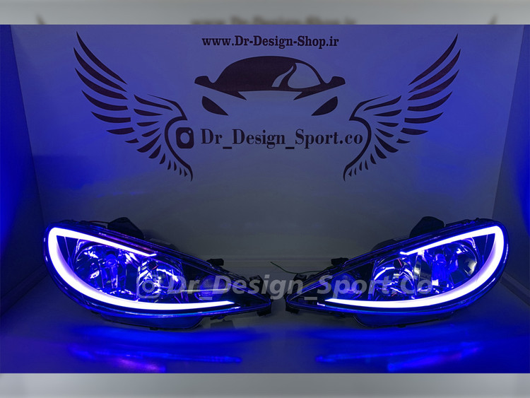 چراغ جلو اسپرت 206 طرح ویلد آبی