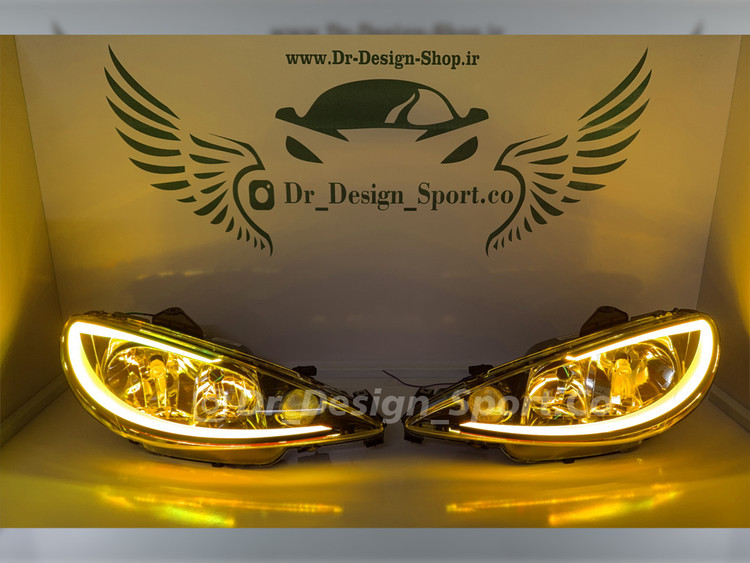 چراغ جلو اسپرت 206 طرح ویلد انبه ای