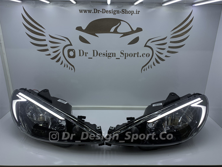 چراغ جلو اسپرت 206 طرح اس سفید داخل مشکی