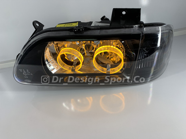 چراغ جلو اسپرت پراید طرح حلقه سه بعدی انبه ای داخل مشکی