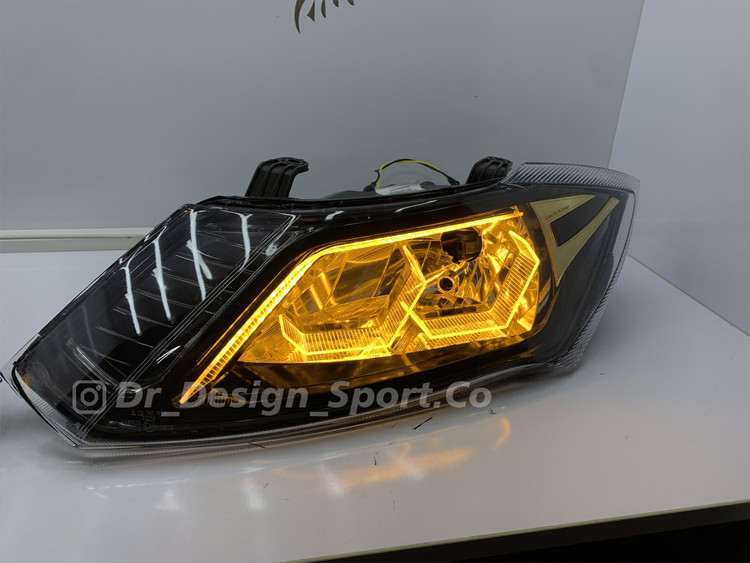 چراغ جلو اسپرت کوییک و ساینا طرح هگزا انبه ای داخل مشکی