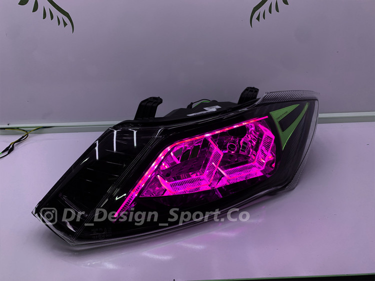 چراغ جلو اسپرت کوییک و ساینا طرح هگزا صورتی داخل مشکی