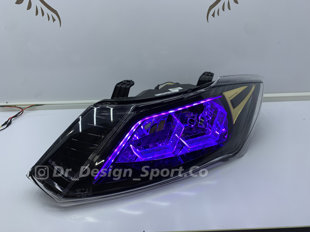 چراغ جلو اسپرت کوییک و ساینا طرح هگزا بنفش داخل مشکی