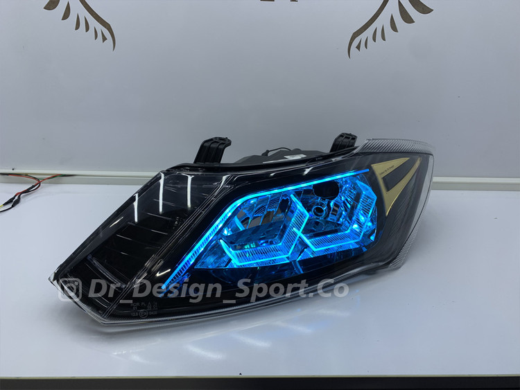 چراغ جلو اسپرت کوییک و ساینا طرح هگزا آبی یخی داخل مشکی