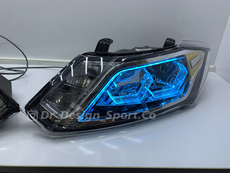چراغ جلو اسپرت کوییک و ساینا طرح هگزا آبی یخی