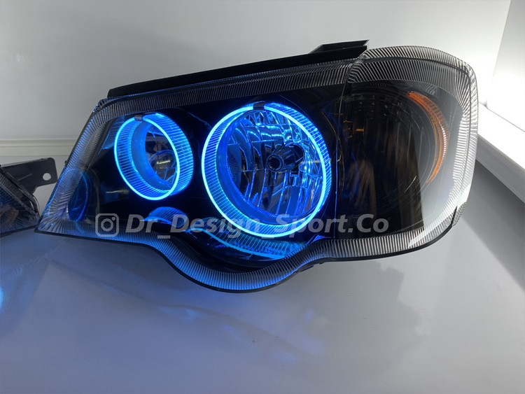 چراغ جلو اسپرت پراید حلقه سه بعدی آبی یخی داخل مشکی