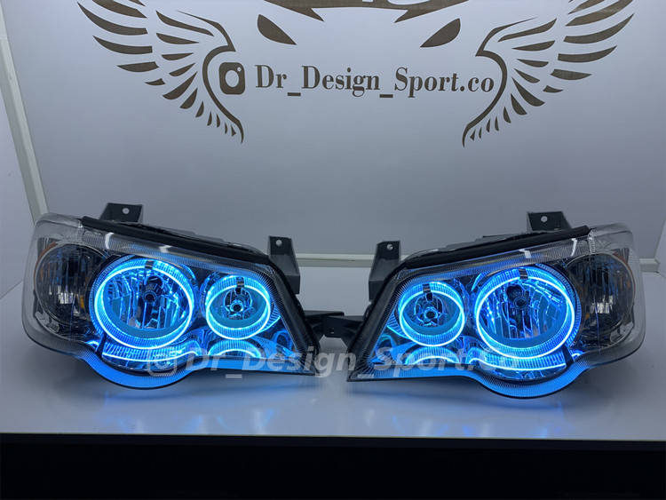 چراغ جلو اسپرت پراید حلقه سه بعدی آبی یخی