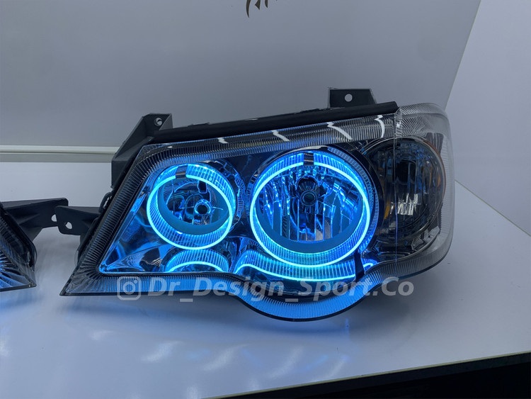 چراغ جلو اسپرت پراید حلقه سه بعدی آبی یخی