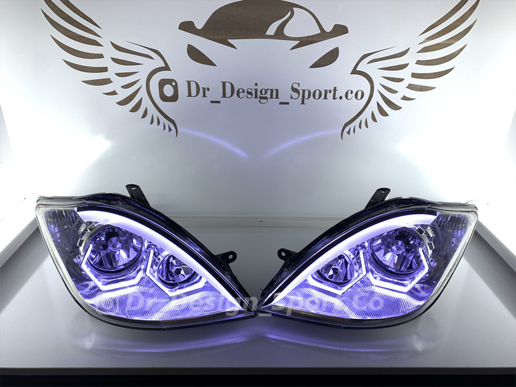 چراغ جلو اسپرت تیبا طرح هگزا سفید