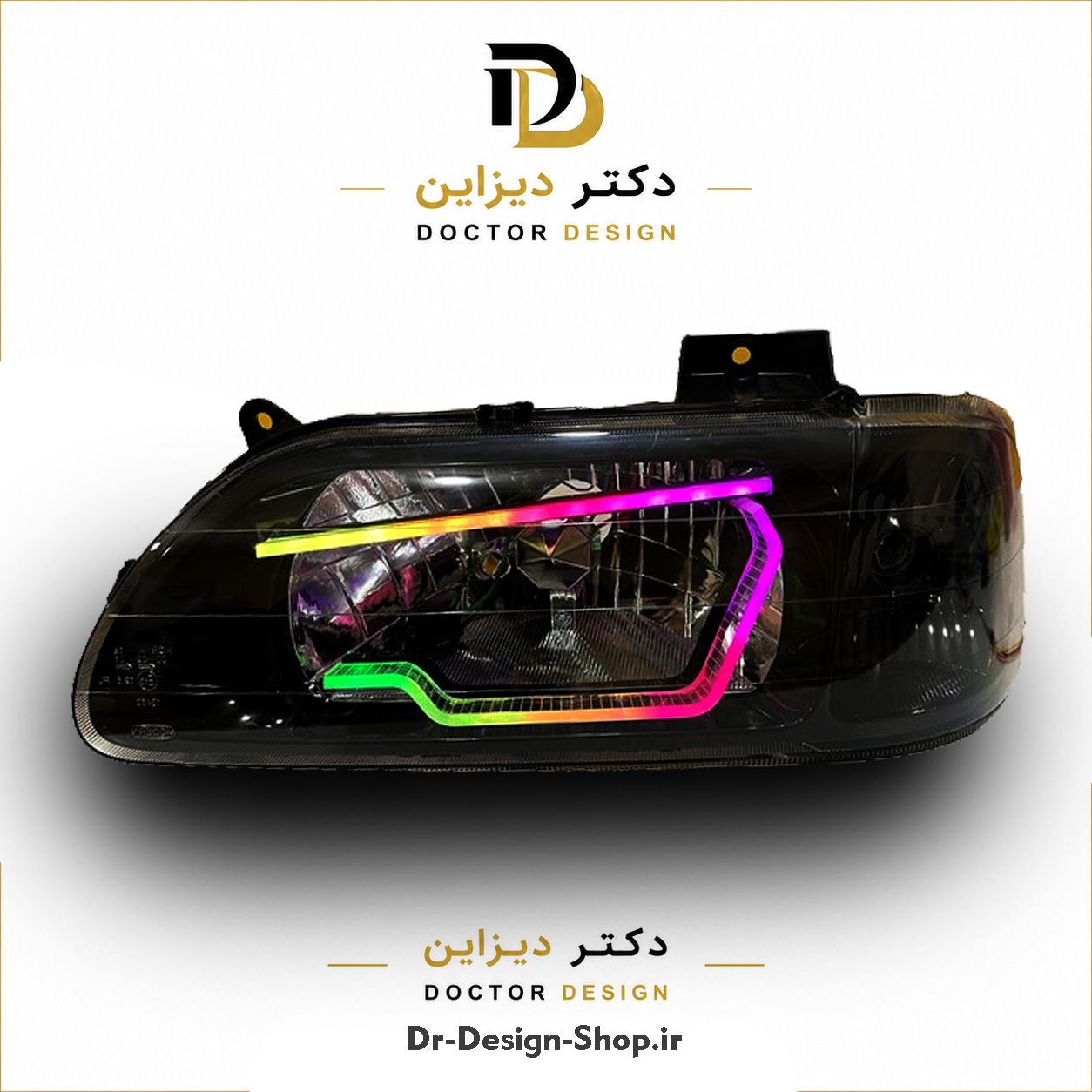چراغ جلو اسپرت پراید 131 (صبا) مدل 3D-Hexa برند مدرن | بسته 2 عددی