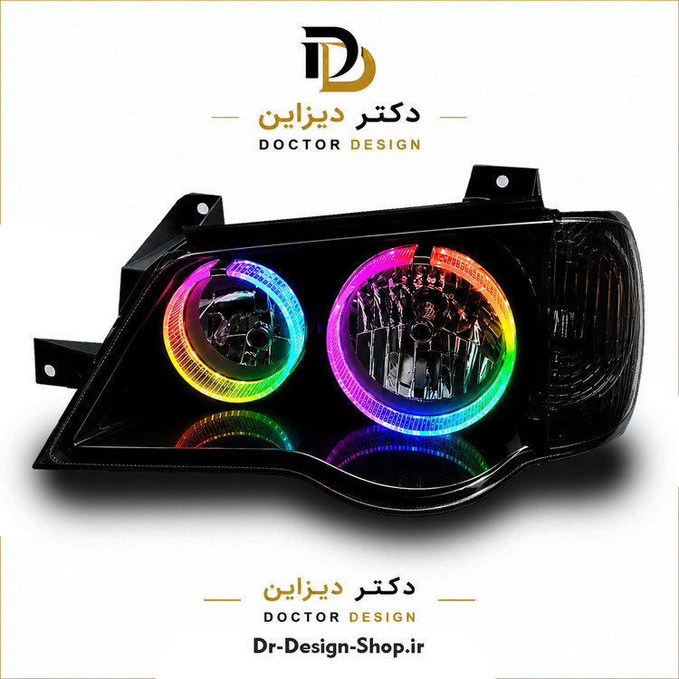چراغ جلو اسپرت پراید 132 و 111 مدل حلقه 3D برند مدرن | بسته 2 عددی