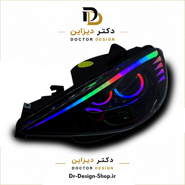 چراغ جلو اسپرت پژو 206 مدل Bakster برند مدرن | بسته 2 عددی