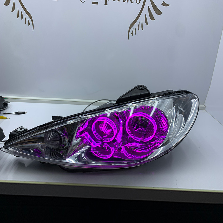 چراغ جلو اسپرت پژو 206 مدل حلقه 3D برند مدرن | بسته 2 عددی