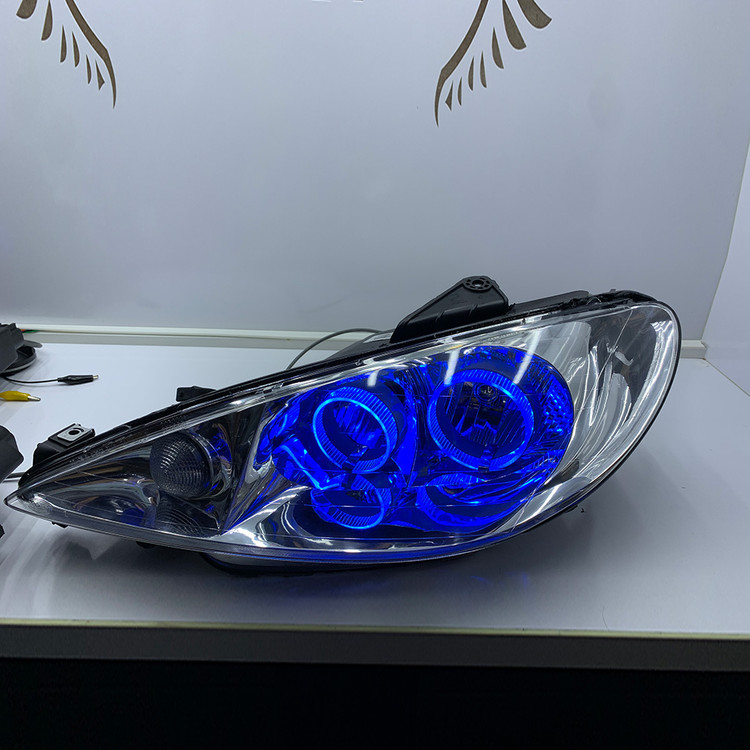 چراغ جلو اسپرت پژو 206 مدل حلقه 3D برند مدرن | بسته 2 عددی