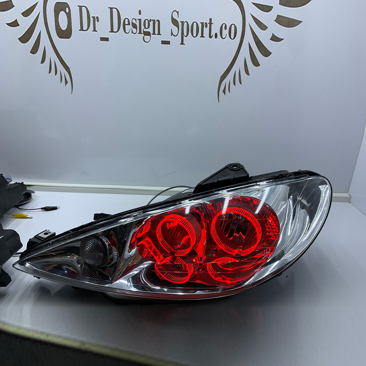 چراغ جلو اسپرت پژو 206 مدل حلقه 3D برند مدرن | بسته 2 عددی