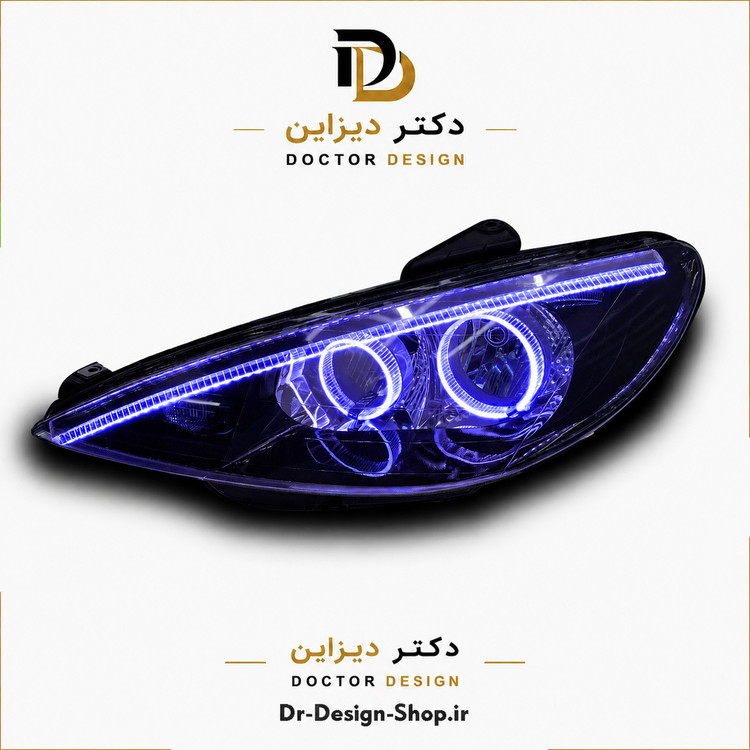چراغ جلو اسپرت پژو 206 مدل 3D Angry برند مدرن | بسته 2 عددی