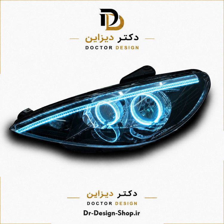 چراغ جلو اسپرت پژو 206 مدل 3D Angry برند مدرن | بسته 2 عددی
