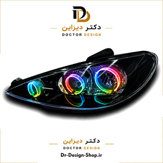 چراغ جلو اسپرت پژو 206 مدل حلقه 3D R3 برند مدرن | بسته 2 عددی