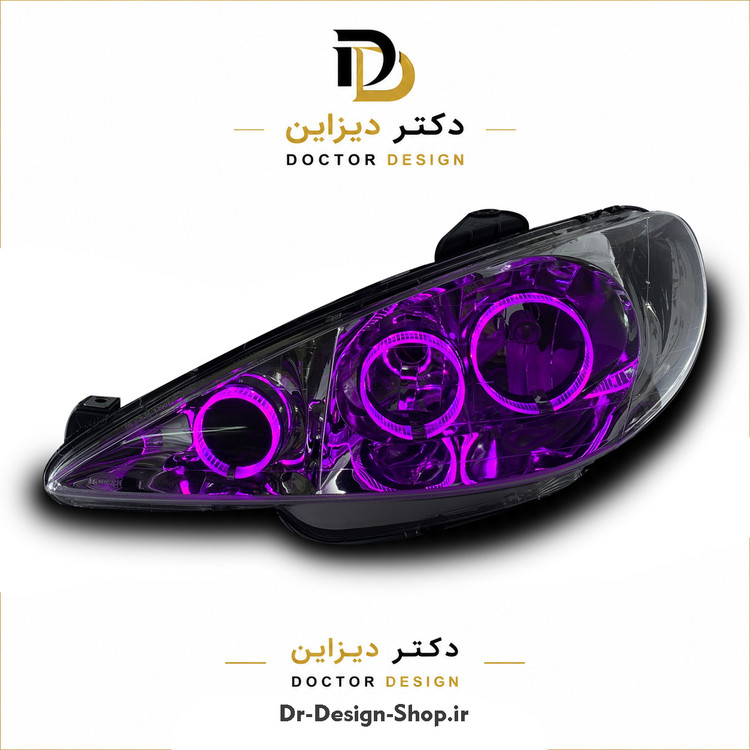 چراغ جلو اسپرت پژو 206 مدل حلقه 3D R3 برند مدرن | بسته 2 عددی