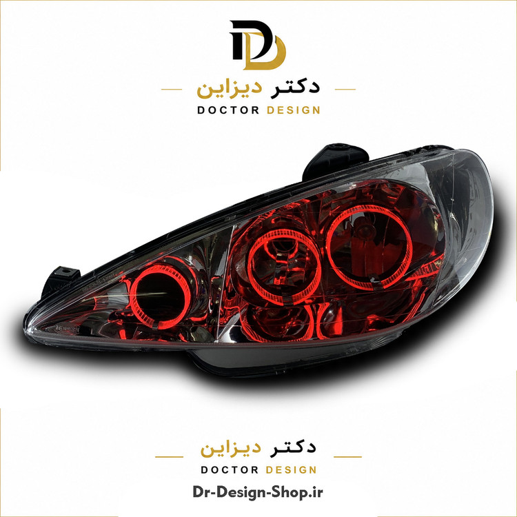 چراغ جلو اسپرت پژو 206 مدل حلقه 3D R3 برند مدرن | بسته 2 عددی