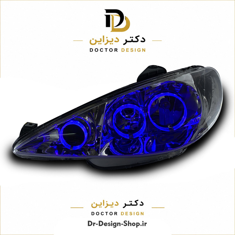 چراغ جلو اسپرت پژو 206 مدل حلقه 3D R3 برند مدرن | بسته 2 عددی