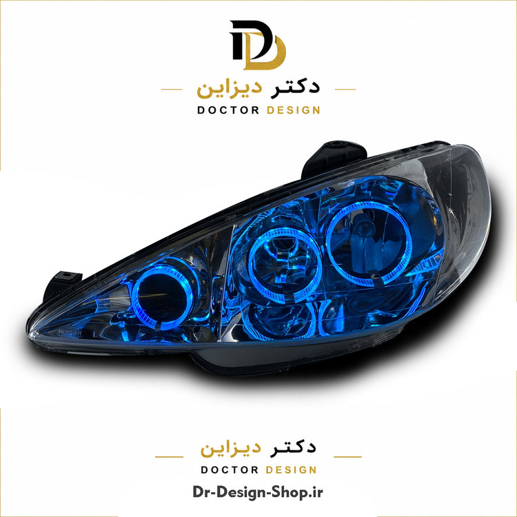چراغ جلو اسپرت پژو 206 مدل حلقه 3D R3 برند مدرن | بسته 2 عددی