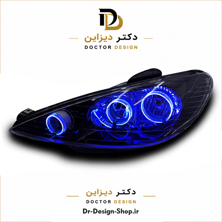 چراغ جلو اسپرت پژو 206 مدل حلقه 3D R3 برند مدرن | بسته 2 عددی
