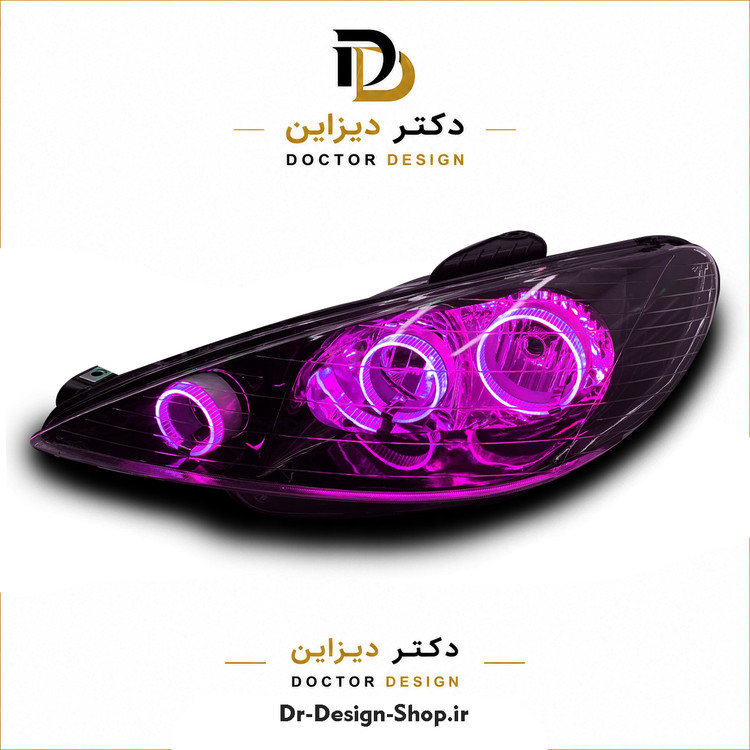 چراغ جلو اسپرت پژو 206 مدل حلقه 3D R3 برند مدرن | بسته 2 عددی
