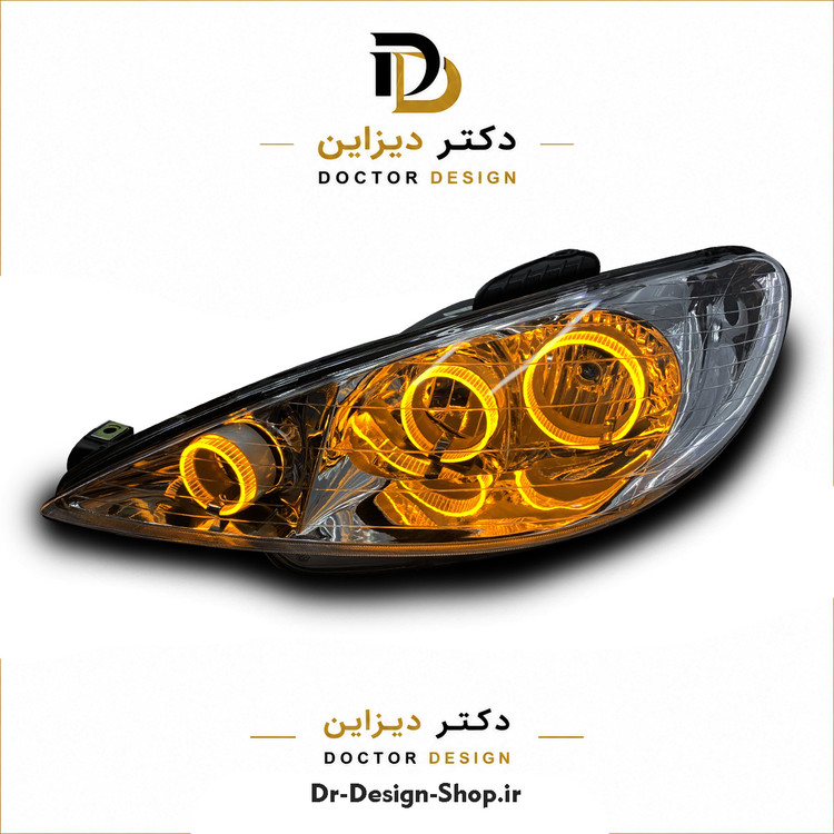 چراغ جلو اسپرت پژو 206 مدل حلقه 3D R3 برند مدرن | بسته 2 عددی