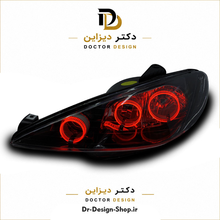 چراغ جلو اسپرت پژو 206 مدل حلقه 3D R3 برند مدرن | بسته 2 عددی