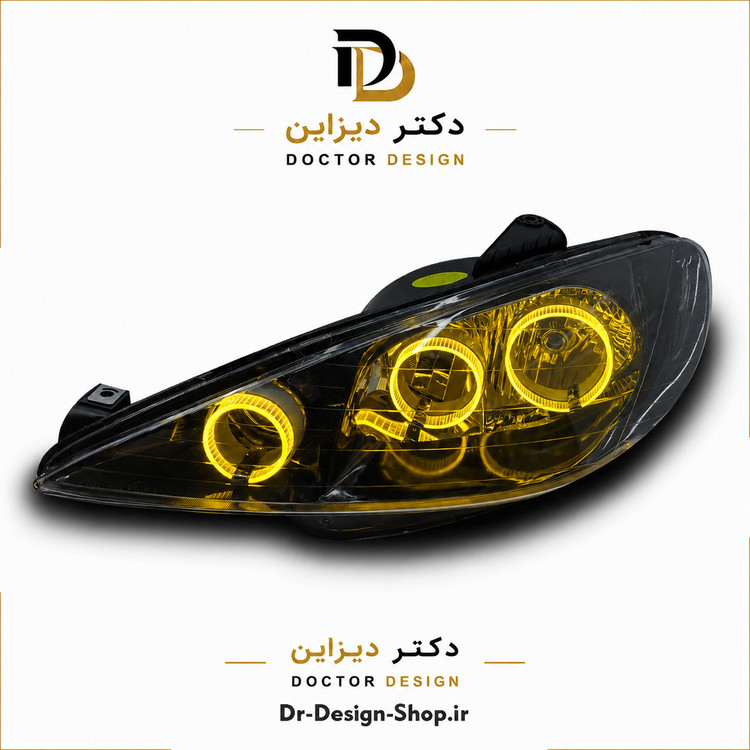 چراغ جلو اسپرت پژو 206 مدل حلقه 3D R3 برند مدرن | بسته 2 عددی