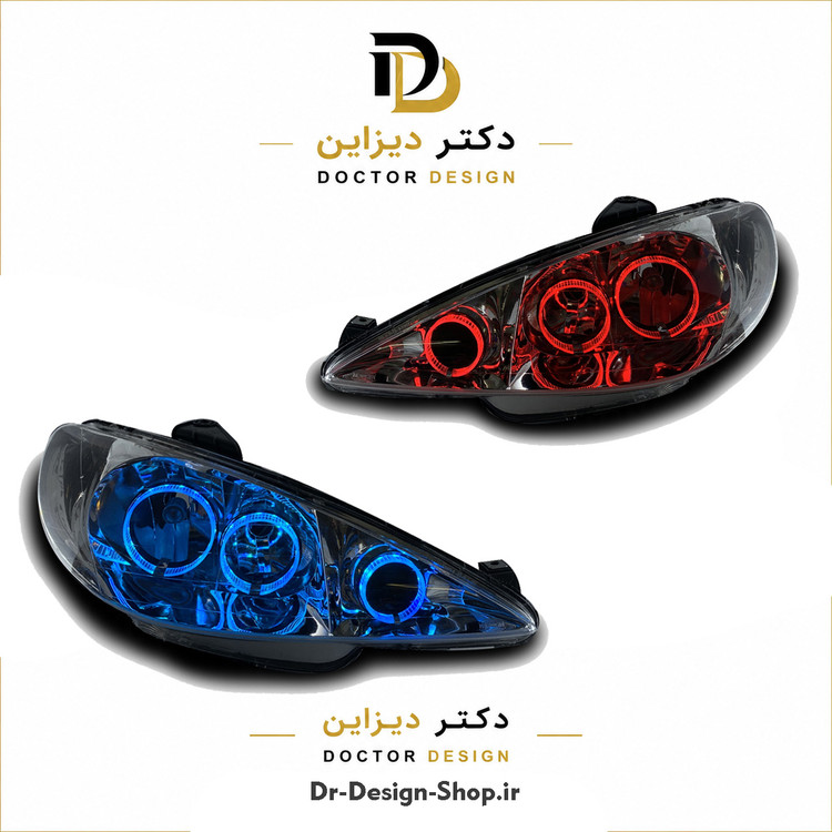 چراغ جلو اسپرت پژو 206 مدل حلقه 3D R3 برند مدرن | بسته 2 عددی