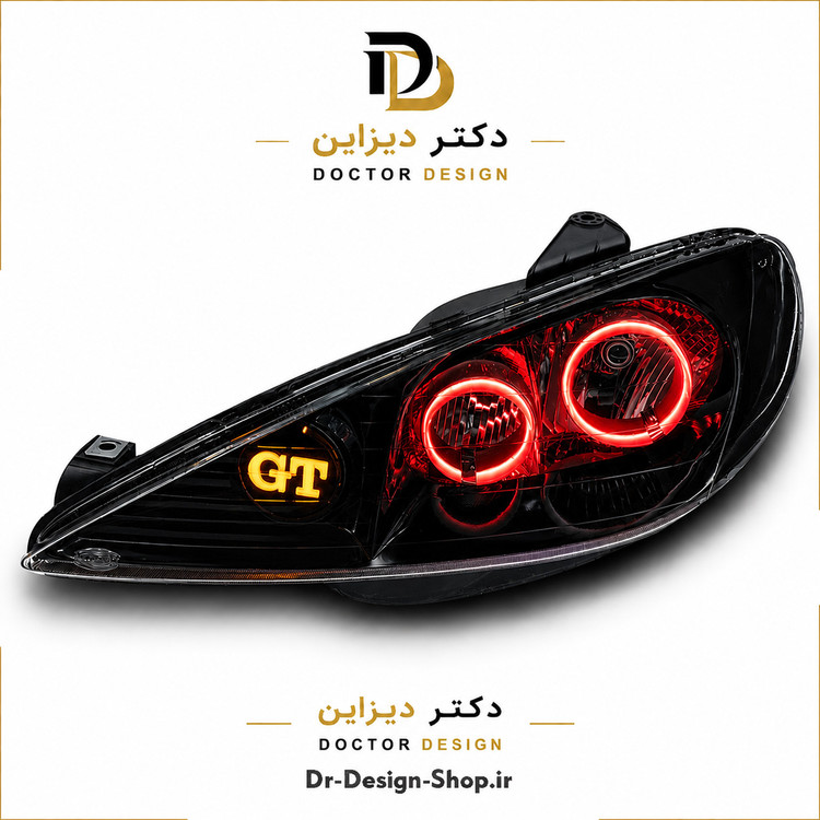چراغ جلو اسپرت پژو 206 مدل GT برند مدرن | بسته 2 عددی