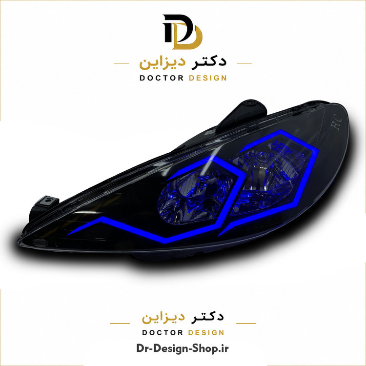 چراغ جلو اسپرت پژو 206 مدل Spider برند مدرن | بسته 2 عددی