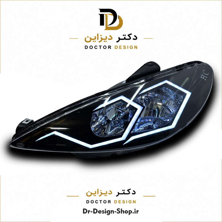 چراغ جلو اسپرت پژو 206 مدل Spider برند مدرن | بسته 2 عددی