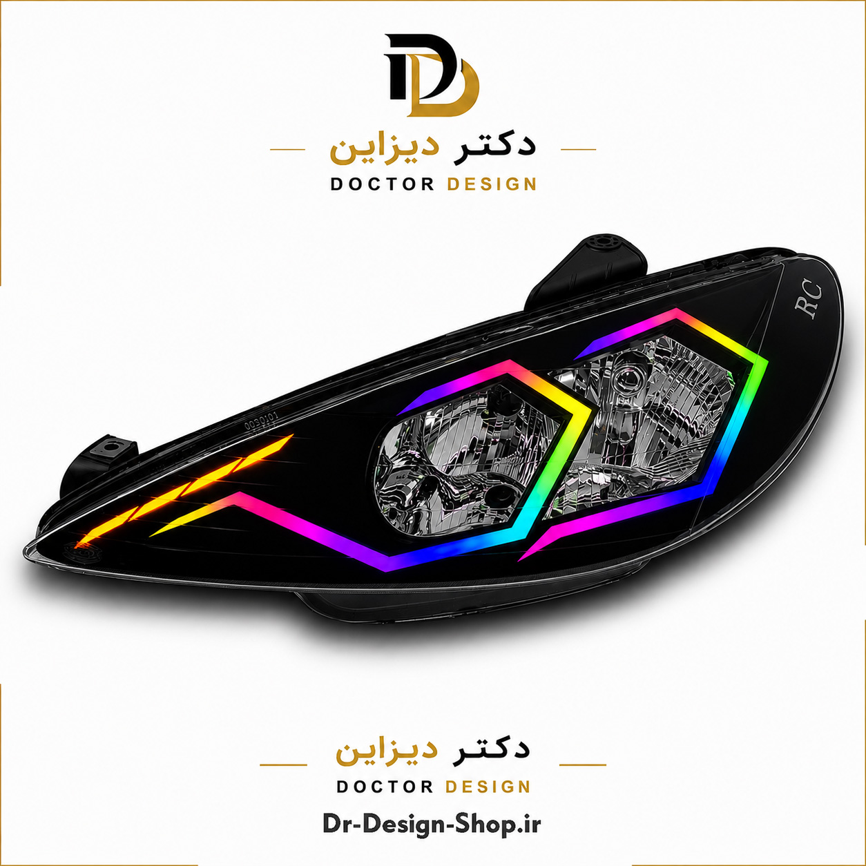 چراغ جلو اسپرت پژو 206 مدل Spider برند مدرن | بسته 2 عددی