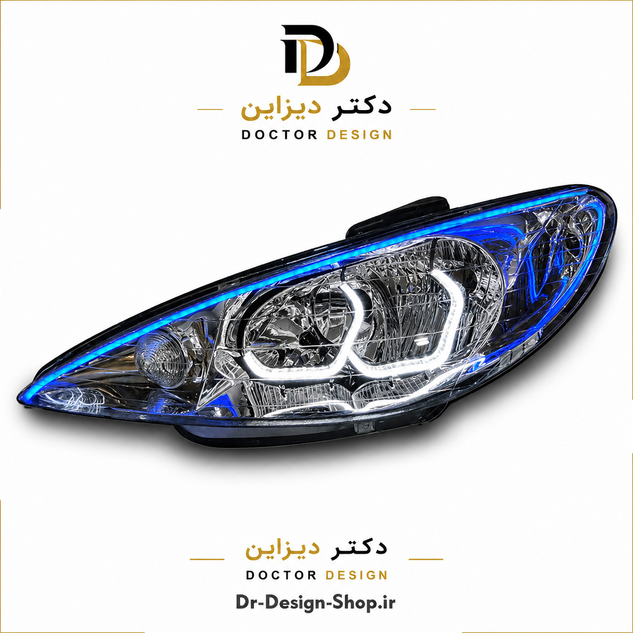 چراغ جلو اسپرت پژو 206 مدل 3D Wild Wice برند مدرن | بسته 2 عددی