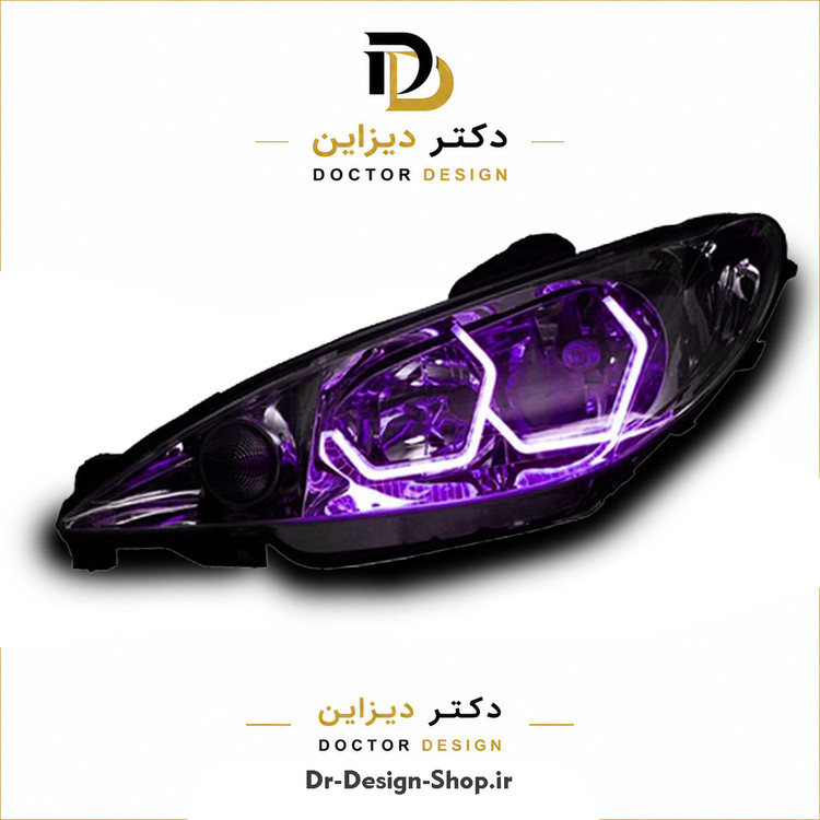 چراغ جلو اسپرت پژو 206 مدل 3D i8 برند مدرن | بسته 2 عددی