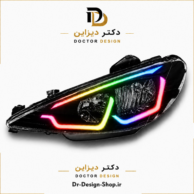 چراغ جلو اسپرت پژو 206 مدل BMW M8 برند مدرن | بسته 2 عددی