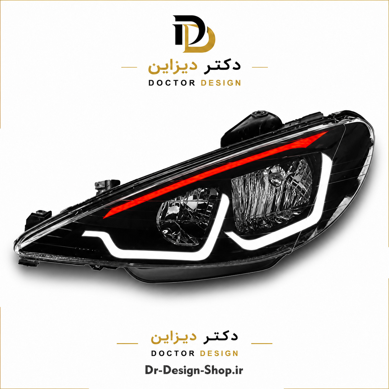 چراغ جلو اسپرت پژو 206 مدل BMW M8 برند مدرن | بسته 2 عددی