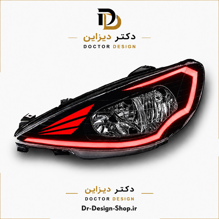 چراغ جلو اسپرت پژو 206 مدل Camaro برند مدرن | بسته 2 عددی