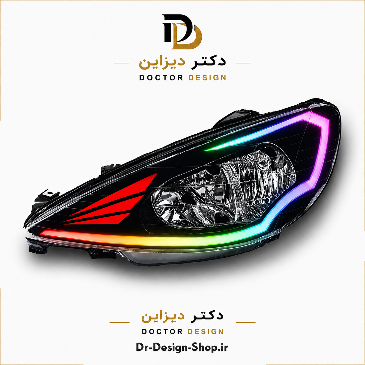 چراغ جلو اسپرت پژو 206 مدل Camaro برند مدرن | بسته 2 عددی