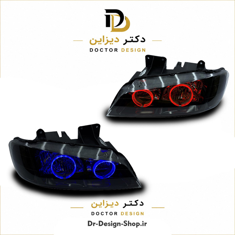 چراغ جلو اسپرت پژو پارس مدل حلقه 3D برند مدرن | بسته 2 عددی