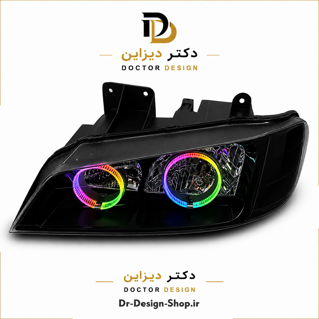 چراغ جلو اسپرت پژو پارس مدل حلقه 3D برند مدرن | بسته 2 عددی