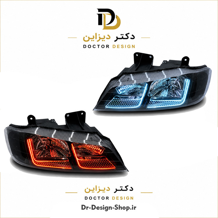 چراغ جلو اسپرت پژو پارس مدل 3D L برند مدرن | بسته 2 عددی