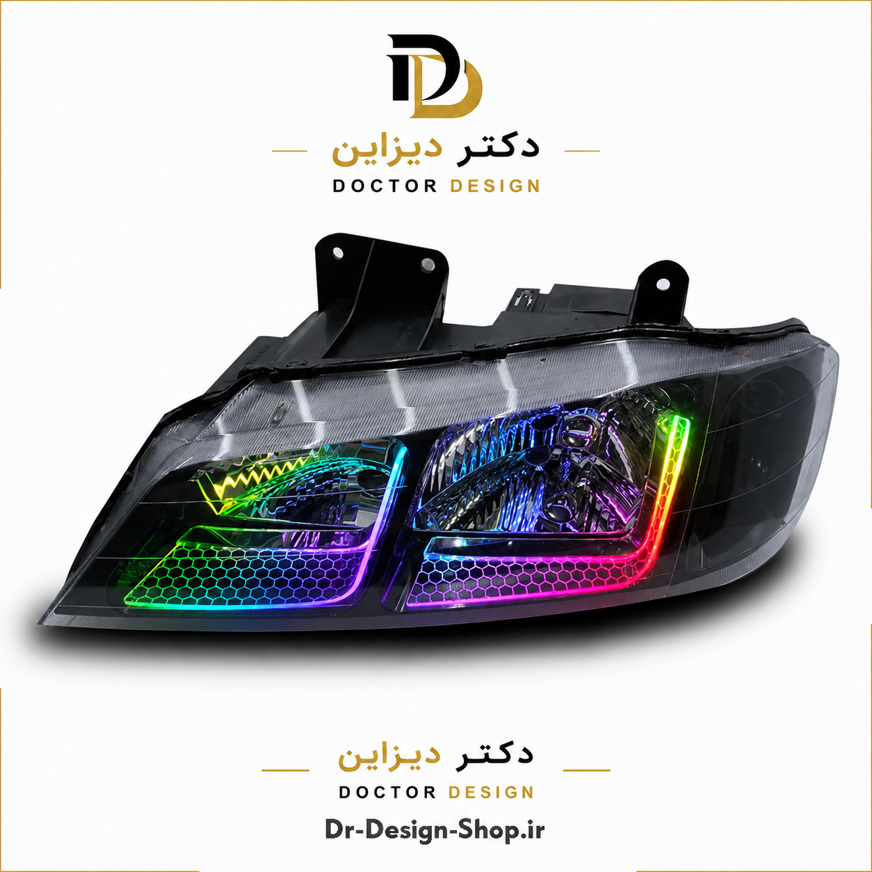 چراغ جلو اسپرت پژو پارس مدل 3D L برند مدرن | بسته 2 عددی