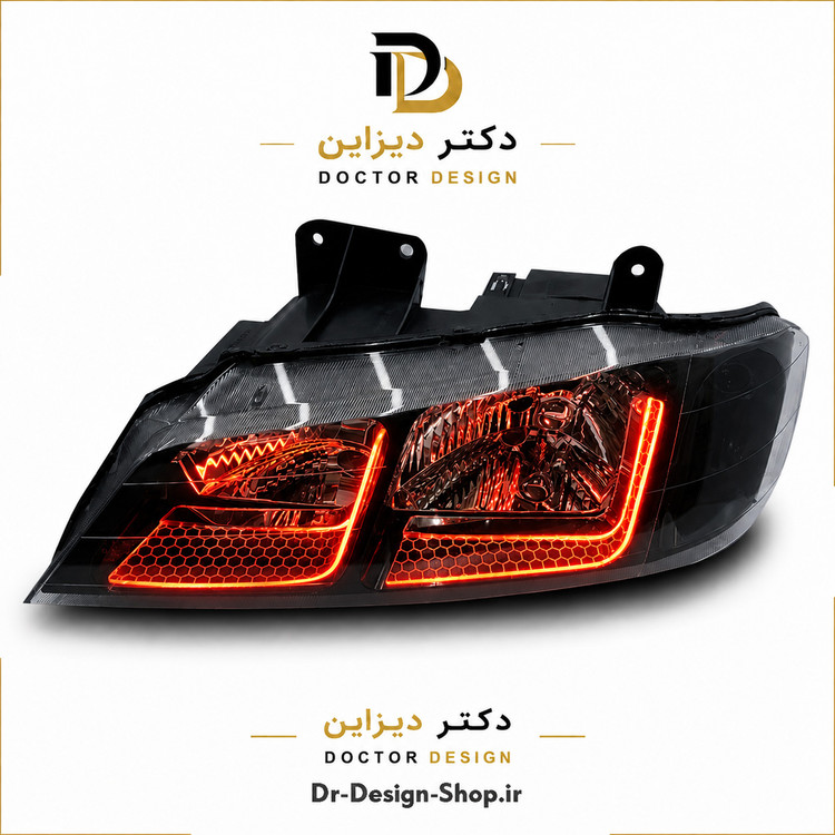 چراغ جلو اسپرت پژو پارس مدل 3D L برند مدرن | بسته 2 عددی