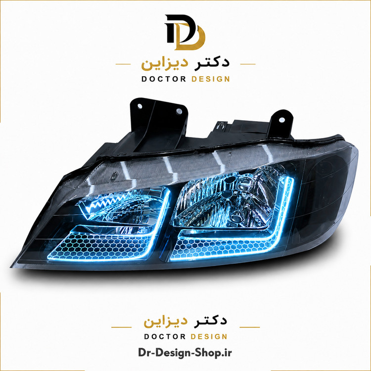 چراغ جلو اسپرت پژو پارس مدل 3D L برند مدرن | بسته 2 عددی